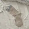 Meias Femininas para Outono e Inverno, Novas Meias de Cano Longo, Tecido Listrado Colorido da Moda com Etiqueta, Meias de Algodão Puro Sem Costura, Meias Largas para Meninas na Primavera e Outono