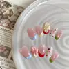 Arte de Unhas Esculpida Estilo Ilha, Arte de Unhas Flor de Blush Desejo Puro, Arte de Unhas Florais Coloridas Pintadas à Mão Dopamina, Gradiente de Cores