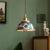 Luminária de cerâmica esmaltada colorida pintada à mão vintage, estilo medieval, adequada para pousadas, salões de chá, luminária de parede para cabeceira de quarto, luminária de restaurante com estética estilo Song