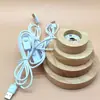 Base de bola de cristal luminosa de madera maciza lámpara de noche de madera portalámparas redondo luz cálida luz blanca enchufe USB estación de lámpara led