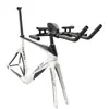 Cuadro de Bicicleta de Triatlón Blanco Negro Carbono Cuadro para Contrarreloj con Manillar TT