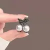 Pinza para el pelo pequeña estilo princesa dulce negra, pinza elegante para recogido a media altura, pinza para flequillo lateral, pinza para el pelo de mini perlas
