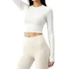 Ropa de Yoga de Alta Intensidad Europea y Americana, Ropa de Fitness de Manga Larga para Pilates y Running, Ropa de Yoga Deportiva de Manga Corta Ajustada, Camiseta de Capa Base