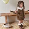 Vestido Colete Feminino Primavera e Outono 2026 Novo Estilo Coreano Veludo Cotelê Doce para Bebês