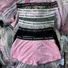Pantalones Cortos Casuales de Hip-Hop Transfronterizos Europeos y Americanos Pantalones Cortos Y2K Harajuku Estampado de Letras con Pedrería Moda Retro Pantalones Deportivos