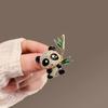 Requintado Estilo Nacional Panda Bambu Broche High-end Feminino Nicho Design Sense Bonito Corpete Elegante Pin Roupas Acessórios
