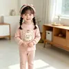 Conjunto de Ropa Interior Térmica De Rong para Bebé: Estampado de Dibujos Animados Lindo, Cálido, Absorbe la Humedad, Transpirable, Conjunto de Dos Piezas Otoñal para Niños