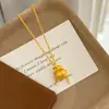 Colgante de bolsa de la suerte tipo calabaza cepillada con borla de perlas y diamantes, collar con colgante de oro chapado vietnamita de alta gama para mujer