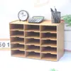 Estantería de escritorio de varios niveles con 30 compartimentos para papel A5, estantería para oficina y estudiantes, marco de madera, estante de almacenamiento de madera, caja de almacenamiento