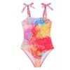 Traje de baño nuevo de dos piezas para comercio exterior europeo y americano 2024 Vestido de malla estampado multicolor de Amazon Traje de baño conservador para mujer