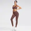 Conjunto de Roupas de Yoga Transfronteiriço para Mulheres, Conjunto de Top de Yoga Esportivo Fitness em Forma de U e Regata Casual Bonita para Corrida com Decote em V Profundo