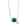 Colar de ágata verde com estrela e círculo de prata esterlina 925, elegante, nicho, joias de alta qualidade, corrente de clavícula de cristal com pedras preciosas, mulheres
