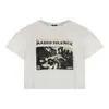 Camiseta negra retro corta estampada para mujer verano 2023 nuevo diseño ajustado sentido de diseño nicho top de manga corta