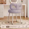 Silla de Maquillaje de Diseño Estilo Crema Sencilla Moderna para Habitación de Niñas Taburete Silla Tocador de Cachemir con Lazo