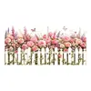 Hermoso adhesivo de pared para zócalo con valla de flores de rosa con mariposas y flores, fondo de pared autoadhesivo removible para entrada de sala de estar