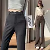 Pantalones de traje marrones para mujer, estilo primavera y otoño, de cintura alta, adelgazantes, ligeramente acampanados, elásticos, corte ajustado, con caída, casuales, hasta el suelo, pantalones de herradura
