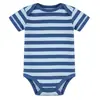 Mono de algodón para bebé más vendido transfronterizo europeo y americano, mono versátil a rayas para niños y niñas, mameluco de manga corta para bebé