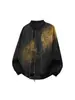 Chaqueta Vintage de Gamuza Lavada con Cuello Alto para Hombre, Estilo Primavera y Otoño, Abrigo con Textura Desgastada, Chaqueta de Vuelo Versátil de Moda