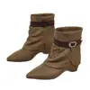 Botines de punta estilo retro de piel genuina, nueva colección otoño 2026, con plantillas interiores para aumentar la altura, botines cortos, botas vaqueras western para mujer