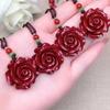 Anillo Rosa de Cinabrio Natural Colgante Pendientes Cinabrio Mineral en Bruto Anillo Tejido Pulsera Rosa Pulsera Regalo