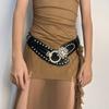 Cinturón elástico de piel sintética para mujer, con cintura ancha y empalme de diamantes de imitación, ideal para abrigos y faldas.