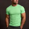 Camiseta de Manga Corta Casual de Color Sólido Catiónico para Hombre con Cuello Redondo, Nueva de Primavera y Verano, Comercio Exterior Transfronterizo de Amazon