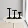 Candelabro vintage de hierro forjado negro con una base alta de columna romana, una bandeja decorativa para el hogar, el comedor o la mesa, adecuado para el comercio electrónico transfronterizo