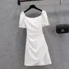 Vestido de Verano 2026 con Mangas Abullonadas para Mujer, Vestido de Estilo Francés para Banquetes, Elegante Falda Corta Irregular de Socialité