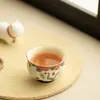 Taza de Té de Gato Pintada a Mano con Oro Puro, Taza de Maestro, Taza con Boca de Flor, Taza de Té Exquisita, Juego de Té de Cerámica, Juego de Té Kung Fu