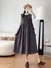 Vestido de Outono 2026 Estilo Japonês Plissado Sanfonado Gola Redonda Solto Sem Mangas para Mulheres Senhoras Saia Longa Tendência