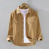 Camisa de Manga Larga para Hombre de Trabajo de Primavera y Otoño Nueva Holgada Versátil Color Sólido Ropa Exterior Tendencia Japonesa Chaqueta Camisa Casual