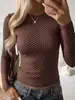 Roupas Femininas Transfronteiriças Europeias e Americanas Poá Gola Redonda Manga Longa Slim Fit Elástico Afinando Casual Retrô Pulôver Top Feminino