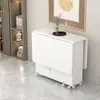 Mesa de jantar dobrável para uso doméstico em apartamentos pequenos, simples, multifuncional, móvel com rodas, adequada para imóveis de aluguel, pequena mesa de jantar retangular