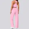 Conjunto de ropa deportiva para correr y yoga, estilo europeo y americano, con espalda cruzada, pantalones largos de pierna recta, secado rápido, informal