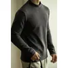 Camisa base blanca versátil de color liso, cuello medio alto, corte slim para hombre, camiseta de manga larga de seda de morera para hombre