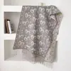 Cachecol Maillard com Franjas Abstratas de Coração Dupla Face para Mulheres Outono Inverno Quente Espessado Atmosfera Retrô Grande Xale Atacado