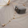 Colar Longo Ajustável de Pérolas de Água Doce Corrente para Suéter Personalizado Versátil Joia de Moda Corrente de Aço Titânio