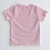 Roupa Infantil Estilo Coreano Camiseta de Manga Curta para Meninas Verão Gola de Renda Fina Camiseta Básica