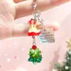 Novo chaveiro pingente de árvore de Natal brilhante, chaveiro de contas feito à mão, presente para atacado
