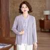 Camiseta Base de Otoño para Mamá Falsa de Dos Piezas 2026 Nuevo Estilo Ropa para Mujeres de Mediana Edad y Mayores Camiseta Elegante de Primavera y Otoño