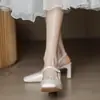 Sandalias Abiertas de Charol Nuevas 2026 con Correa Única para Mujer, Tacones Altos de Plataforma Gruesa, Zapatos Planos Mary Jane Franceses Elegantes de Hada