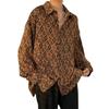 Camisa com Estampa de Flor de Castanha Outono Masculina Estilo Japonês Tendência Estilo Hong Kong Retrô Solta de Manga Comprida Roupa de Estilista Bonita