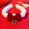 Collar para Mascotas para Gatos y Perros, Collar Rojo Festivo de Flor de Año Nuevo, Lazo para Perros Pequeños y Medianos, Colgante de Collar de Bendición