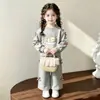 Conjunto Feminino 2026 Novo Macio Fofo Estampa de Desenho Moletom de Manga Longa Calça de Perna Larga Doce Estilo Princesa Duas Peças Outono