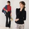 Camisa Japonesa Base para Casa 40 Tejido Modal Traje Cuello Alto Manga Murciélago Top Slim Camiseta Color Caramelo