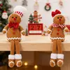 Mingguan Artigos de Decoração de Natal Tecido Homem de Gengibre Boneca Sentada de Pernas Longas Decoração de Mesa para Festa de Feriado