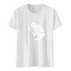 Playera de Mujer Europea y Americana Recogida de Flores Sentadilla Calavera Estampada Manga Corta Cuello Redondo Top de Verano Camiseta Base