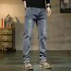 Roupa Masculina Fengshe / Nova Coleção Outono-Inverno 2023 Masculina Jeans Stretch Casual Corte Reto Simples Estilo Coreano Versátil Calça