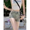Shorts de Mezclilla Retro para Chica Caliente Shorts de Verano para Mujer 2025 Nuevos de Cintura Alta Sexy Línea A Rectos de Pierna Ancha Modernos