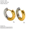 Pendientes de Aro Minimalistas Europeos y Americanos Chapados en Acero Inoxidable Color Oro Real 18K para Mujer, Pendientes Versátiles y de Alta Gama al por Mayor